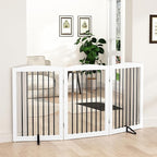 PUPETPO Freestanding Pet Gate for Dogs, Foldable Wooden Dog Gate for House Indoor, Tall Pet Fence for Stair, Doorway,Hall, Support Feet Included, 3 Panels 32",White