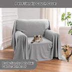 Small Couch Cover Oversized Armchair Sofa Covers Washable for Dogs Single Recliner Sofa Slipcover, Cat Scratch Proof Soft Sofa Throw Protector for Pets, 71" x 91", Light Grey