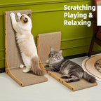 26.8 Inch Cat Scratching Post, Premium High Density Cardboard Cat Scratcher, Reinforced Durable Scratching Pad with Catnip Toy Ball for Indoor Cats