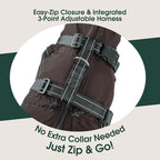 Kuoser Waterproof Hooded Dog Raincoat, Full Body Coverage, Brown 2XL | Heavy-duty waterproof material blocks rain thoroughly, Ergonomic fit for free movement, Built-in Harness, reflective strips