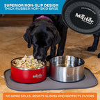 Master Pet Supply Stainless Steel Dog Bowls - 128 oz, Heavy Duty - Black Velvet, Double Wall Extra-Thick Insulated, Non-Slip Pet Water Bowl for Dogs, Cats & Pets, Anti Rust Metal, Dish Washer Safe