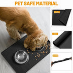 Hubulk Dog Feeding Mat,100% Waterproof Food Grade Silicone Pet Food and Water Bowl Placemat,Dishwasher, High Raised Edge to Prevent Spills,Nonslip Tray to Stop Messes on Floor (32"x24"x1.0", Black)