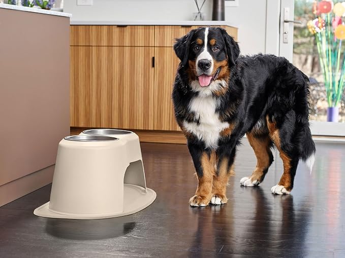 WeatherTech Double High Pet Feeding System - Elevated Dog/Cat Bowls - 8 inch High Light Grey (DHC3208LGLG)
