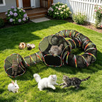 CypherX Outdoor Cat Enclosure,Portable Cat Tent with Tunnel Popup Catio | 4-in-1 modular design: 2 tents,11.8" wide tunnels & carry bag. Durablepop-up setup for small animals, rabbits & cats.