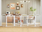 Folding Pet Fence 144" Wide, 32" Tall,Freestanding Dog Gate with Door,White | 6 Panels No-Assembly Metal Pet Fence Walk Through,Extra Accordion Puppy Folding Playpen for Doorways, Stairs,House