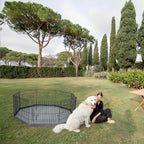 PETIME Foldable Metal Dog Exercise Pen/Pet Puppy Playpen Kennels Yard Fence Indoor/Outdoor 8 Panel 24" W x 30" H with Bottom Pad (with Bottom pad, 8 Panels 30" H)