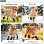 Dog Booties with Micro-Adjustable Dial, Waterproof Dog Shoes for Large Medium Small Dogs, Rugged Non-Slip Rubber Paw Protectors for Hot Pavement and Snow, Hiking 4PCS (Black, Size 4)
