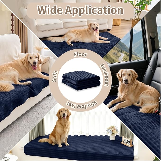 100% Waterproof Couch Covers for Sectional Sofa, Washable Couch Cover, L Shaped Couch Cover for Dogs, Non Slip 2 Pieces Sofa Cover Pet Friendly, 35"x63"+35"x70.9"-Navy Blue
