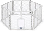 MyPet Petyard Passage: 5.5 Ft. Wide Customizable Folding Dog Playpen with Passage Flap-Door for Indoor/Outdoor. Made in USA. 6-Panel Puppy Playpen. Freestanding Play Pen Dog Gate 26" Tall, Light Gray