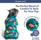 Spark Paws Dog Pajama, Dog Recovery Suit Male, Onesie, Ultra-Soft and 4-Way Stretch, for Small Medium and Large Breeds - Dinosaurs - XL