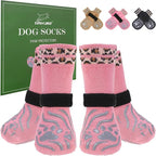 EXPAWLORER Dog Socks for Summer Hot Pavement to Prevent Licking Paws, Anti Slip Doggie Grippy Booties Shoes for Hardwood Floors, Boots & Paw Protectors for Small Medium Large Senior Dogs Pink M