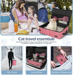 Portable Cat Travel Litter Box. Zipped Lid, Collapsible Litter Box for Cats. No Leakage, No Smell. Easy to Carry. Used for Hotels, Camping, Car (Pink,L)