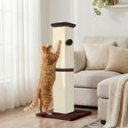 Cat Scratching Post for Indoor Cat, 32 Inch Large Cat Scratcher | Sisal Cat Scratcher with Sturdy Base for Cat Adults, Cat Scratch Post with Vertical Stretch Space, Beige