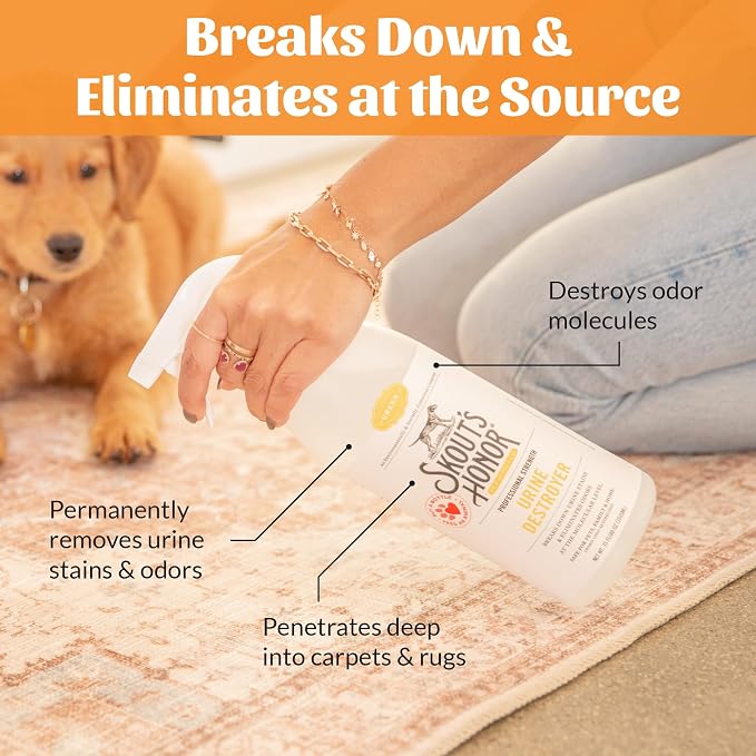 SKOUT'S HONOR Dog Urine Destroyer, 35 oz | Better, Faster, Stronger Pet Urine Odor Eliminator for Carpets, Upholstery and other Indoor Surfaces