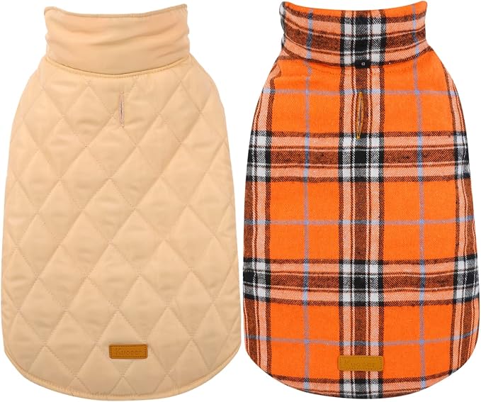Kuoser Warm Dog Coat, Waterproof Dog Jacket for Extra Large Dogs,Orange 2XL | Adjustable Durable XXL Doggie Winter Coat Reversible Puppy Cold Weather Apparel from Small to Large Breed