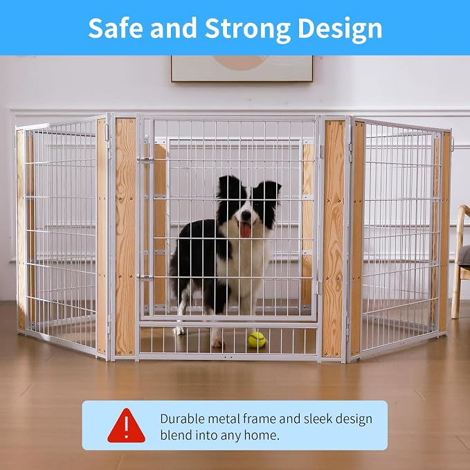 Heavy Duty Dog Playpen 32 Inch Height - Indoor Outdoor Pet Fence Enclosure for Medium and Small Dogs - Foldable Puppy Exercise Pen for Indoor and RV Camping or Yard (2 Panels, 32" H (White))