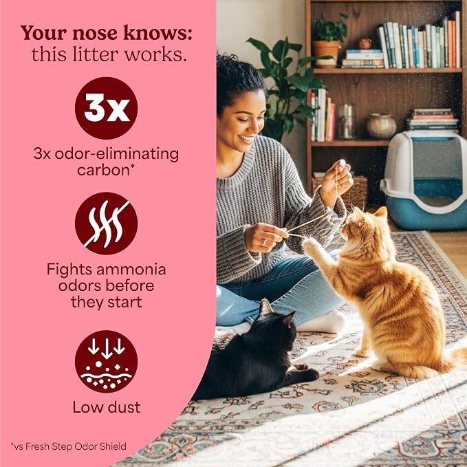 Fresh Step Advanced Heavy Duty Multi Cat Clumping Cat Litter with Febreze Freshness, Low Dust, Odor Control with Ammonia Block Tech, Compatible in Automatic Litter Boxes, 17.5 lb | Heavy Duty, Odor Control, 3X Odor-Eliminating Carbon, Ammonia Block Tec...