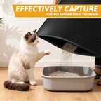 Pieviev Litter Box Mat, Double-Layer Waterproof Design, 47" x 36" Black | Honeycomb Litter Trapping Mat Captures Scattered Particles to Stop Tracking, Waterproof Base Protects Floors, Easy to Clean