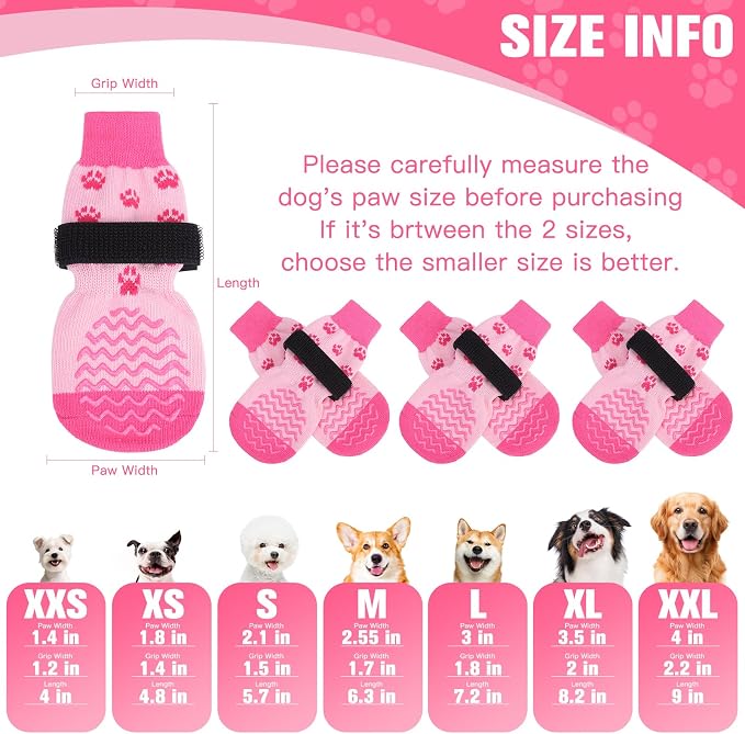 EXPAWLORER 6Pcs Anti Slip Dog Socks to Prevent Licking Paws, Dog Shoes for Hot Pavement Double Sides Dog Boots & Paw Protectors Booties for Hardwood Floors with Grip Small Medium Large Senior Dogs, XL