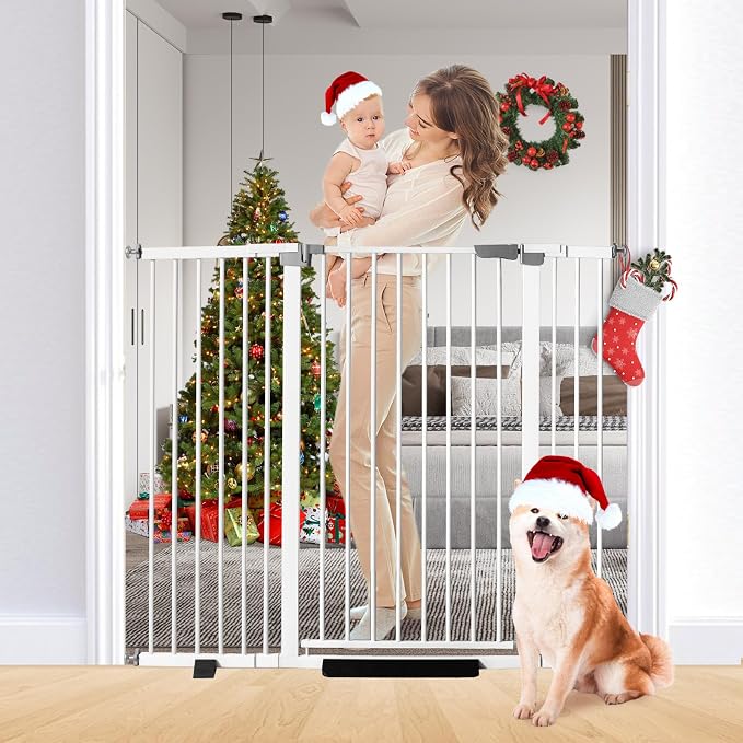 Rgqphantom 41" Tall Safety Pet Gate,Adjustable 30.5"-55" Wide(White) | Auto Close Cat Gate Suitable for Stairs,Doorways,White, Pet Safety Barrier