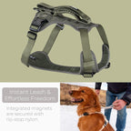 TUG Grab Dog Harness with Built-in Magnetic Traffic Leash (Medium/Green) | Padded Magnetic Traffic Handle | Front & Rear Leash Clips | 4-Point Adjustable Fit | Durable Nylon | Aids No-Pull Training
