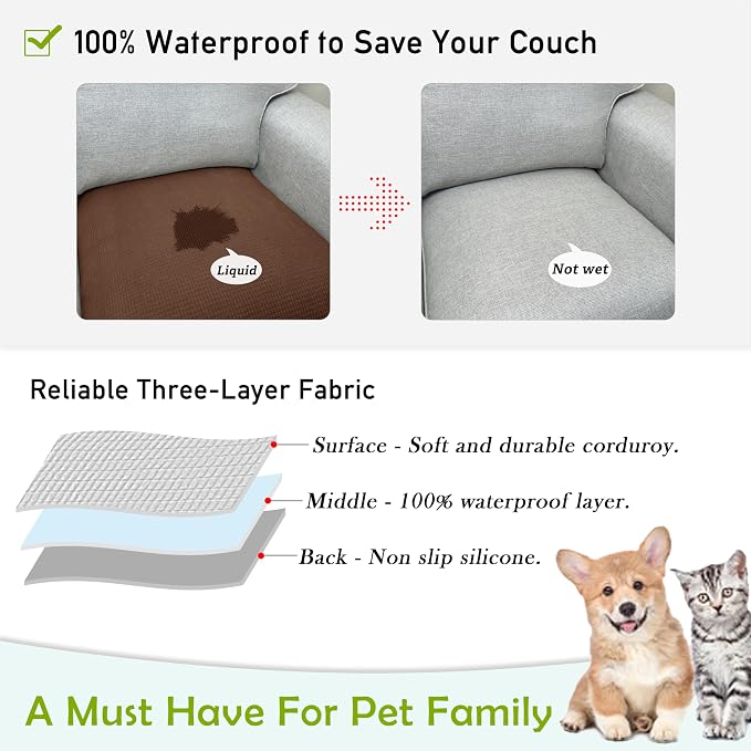 Couch Arm Covers, Waterproof Armrest Cover for Sofa, Armchair, Loveseat, Non-Slip Recliner Arm Covers, Sofa Headrest Covers, Arm Chair Covers Set of 2 (Dark Gray, 26"×26")