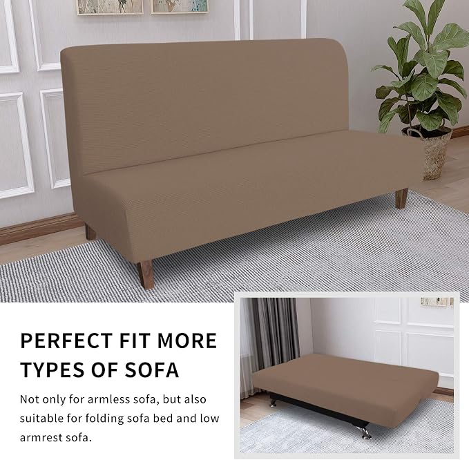 Easy-Going 100% Waterproof Futon Cover, Stretch Futon Slipcover Medium | Dual Waterproof Armless Futon Couch Cover, Leakproof Sofa Bed Furniture Protector for Kids Pets Dog Cat, Camel