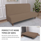 Easy-Going 100% Waterproof Futon Cover, Stretch Futon Slipcover Large | Dual Waterproof Armless Futon Couch Cover, Leakproof Sofa Bed Furniture Protector for Kids Pets Dog Cat, Camel