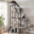 Feandrea 74.1-Inch Cat Tree Tower for Indoor Extra Large Cats, with Scratching Posts, Scratching Board, Multi-Level Design, Dove Gray UPCT016G101S
