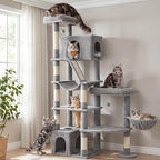 Feandrea 74.1-Inch Cat Tree Tower for Indoor Extra Large Cats, with Scratching Posts, Scratching Board, Multi-Level Design, Dove Gray UPCT016G101S