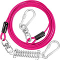 jenico Dog Tie Out Cable, 10/15/20/30/40/50/70/100/150FT Runner Cable with Swivel Hook and Shock Spring, Dog Leash Run Tether for Yard Outdoor and Camping,for Small to Medium Pets Up to 500 LBS