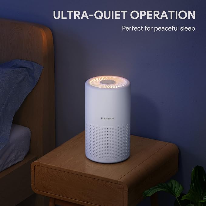 Air Purifiers for Bedroom, FULMINARE H13 True HEPA Filter | Remove Pet Hair, Smoke, Odors，Quiet Air Cleaner With Night Light, Portable Small Air Purifier for Home, Office, Living Room