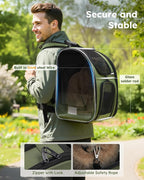pecute Pet Backpack Expandable, Cat Carrier Backpack with Breathable Window | Durable Oxford Cloth, Lockable Zipper,Use for Pet Under 11 lbs to Travel