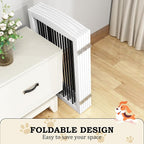 PUPETPO Freestanding Pet Gate with Door, Tall Dog Gate for House, Dog Gates for the House Extra Wide, Pet Puppy Safety Fence, Support Feet Included, 120 Inch Wide, 6 Panels 32" Tall, White & Black