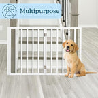 Pet Gate - 3-Panel Indoor Foldable Dog Fence for Stairs, Hallways or Doorways - 54x24-Inch Retractable Wood Freestanding Dog Gates by PETMAKER (White)