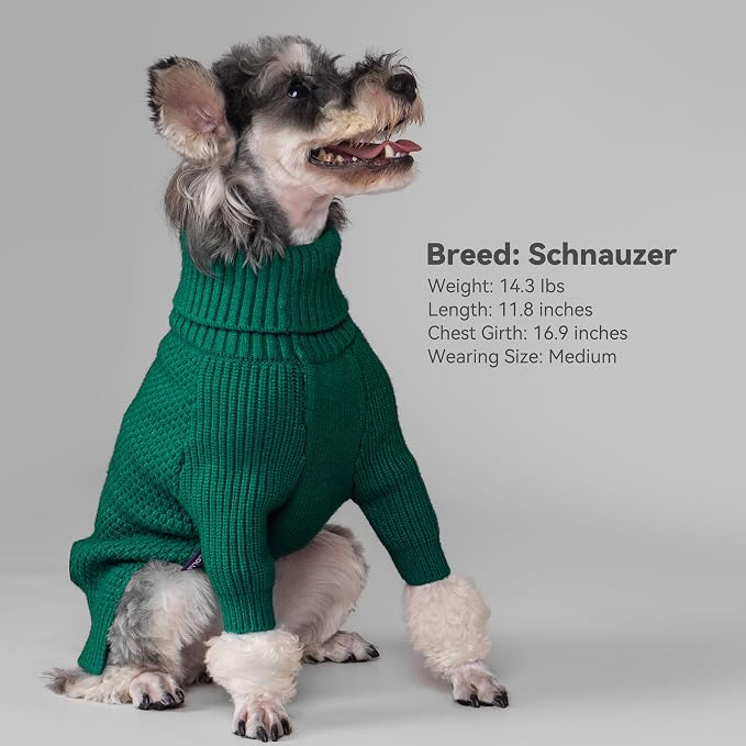 cyeollo Dog Sweater Long Sleeve Knitted Turtleneck Pullover Warm Clothes | Ultra Soft Warm Knit, Full Coverage, 4-Way Stretch for Easy Movement, Easy On & Off, Winter Daily Wear for Small Dogs