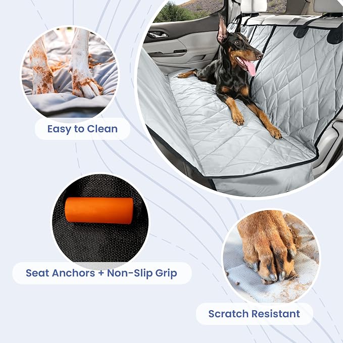 4Knines Dog Hammock – Rear Seat Cover for 60/40 Split Bench w/Armrest (Black, Regular)