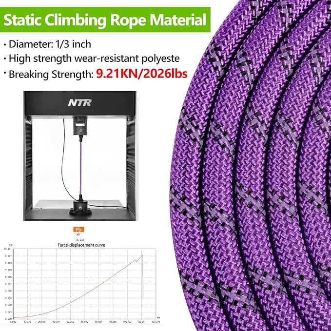 NTR 25FT Training Leash for Dog, Purple Rope Leash with Swivel Lockable Hook, Reflective Thread, Padded Handle, Dog Lead line for Walking, Hunting, Camping, Backyard for Small Medium Large Dog