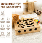 Interactive Cat Puzzle Toy, Wooden Enrichment Box for Indoor Cats | Keep indoor cats active, curious, and engaged with a wooden puzzle toy that encourages play and natural scratching.