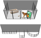 FXW Rollick Dog Playpen Wall Connection Set for Indoor and Yard, 50 Inch 8 Panels for Large Dogs with 4 Fence-to-Wall Anchors, Black | Patented