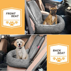 Sephyroth Dog Car Seat for Small/Medium Dogs,Dog Car Bed Washable Pet Travel Safety Seat,Super Soft Safe Removable Puppy Car Seat(Gray)