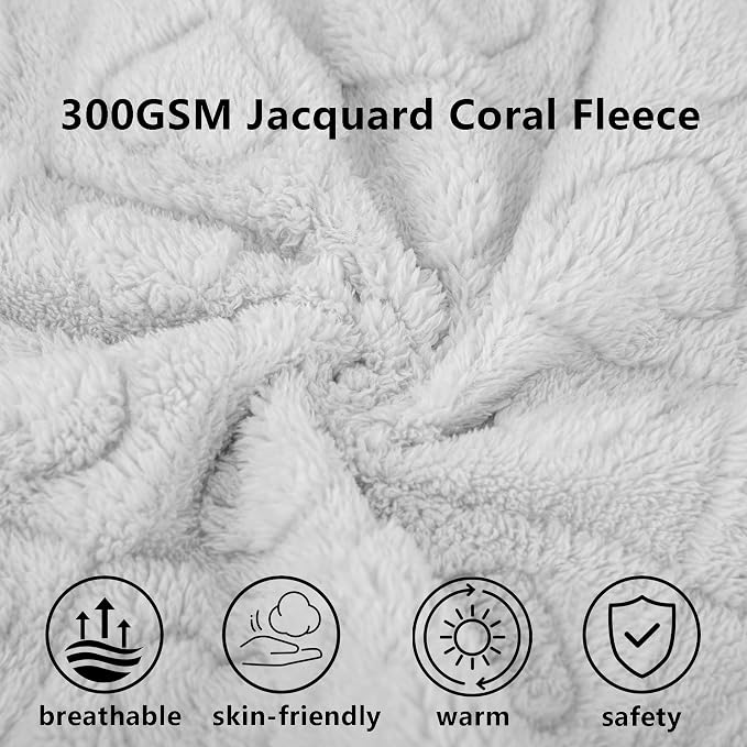 gogobunny Large Pet Blanket for Dogs Cats, Ultra Soft 300GSM Coral Fleece Washable Furniture Protector for Couch Bed Car Seat, Calming Crate Mat Blanket for Large Breeds, Light Grey, 60x80IN