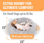 Active Pets Premium Small Donut Dog Bed, Fits Up to 45 lbs, Machine Washable Cushion, Plush Long Pile Faux Fur Fabric, Portable Light Grey Pet Bed Furniture for Puppies Adult Canines & Cats
