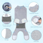 2 Packs Breathable Cotton Dog Recovery Suit for After Neuter Spay Abdominal Wounds Protector, Professional Anti-Licking Onesies for Male Female Pets Surgery Bandages, M Grey Blue Pure