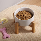 Petygooing White Elevated/Raised Ceramic Dog Bowl for Medium and Large Breeds, Dog Food Water Dish with Stand,Pet Feeding Bowl with Anti Slip Rubber Large Dogs(1800ml 7.6 Cups)