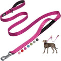 Fida 6 FT Heavy Duty Dog Leash with 2 Comfortable Padded Handles, Traffic Handle & Advanced Easy Snap Hook, Reflective Walking Lead for Large, Medium & Small Breed Dogs, Rose