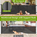 Reinforced 42" Tall 155" Wide Retractable Fence Outdoor Retractable Gate | Tall Baby Gate Garage Gates for Dogs, Space-Saving, Easy to Use, Scratch-Resistant Mesh, Safety Lock, Easy Install, Black