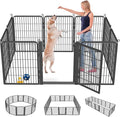 Dog Playpen Outdoor with Low Threshold Gate, 32 inch 10 Panels Dog Play Pen Indoors, Heavy Duty Metal Puppy Playpen Dogs Pen, Rust-Resistant Pet Playpens for Yard RV Camping