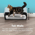 IRIS USA XX-Large High Sided Cat Litter Box, Scatter Shield, Black | Multi-Cat Use, Jumbo Capacity Pan, Extended Length Design, Oversized Basin, Multiple Cat Ready, Generous Dimensions