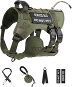 No Pull Tactical Dog Harness Medium Sized Dog, Service Dog Vest, M,Green | Tactical Dog Vest Harness and Leash Set, Adjustable Military Service Dog Harness with Handle for Medium Large Dogs